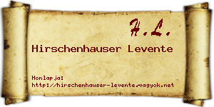Hirschenhauser Levente névjegykártya
